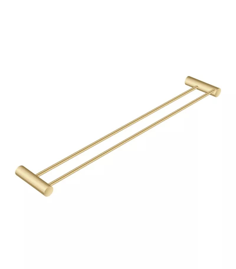 Lucid Pin 600mm Double Towel Rail - Brushed Brass
