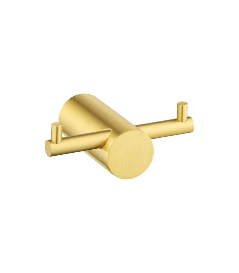 Lucid Pin Double Robe Hook - Brushed Brass