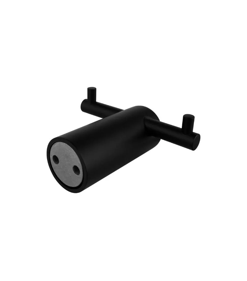 Lucid Pin Double Robe Hook - Matt Black Backview