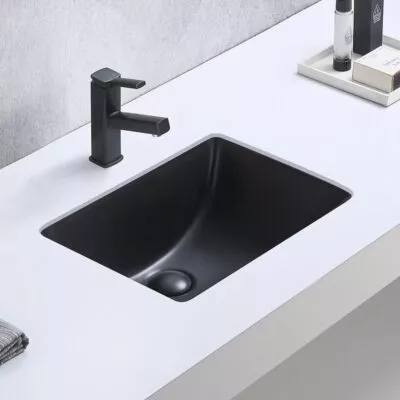455 x 325x 180mm Rectangle Undermount Ceramic Basin - Matte Black