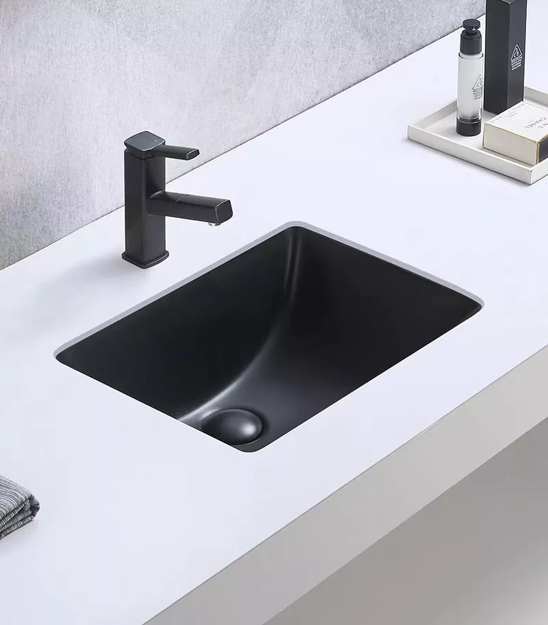 455 x 325x 180mm Rectangle Undermount Ceramic Basin - Matte Black