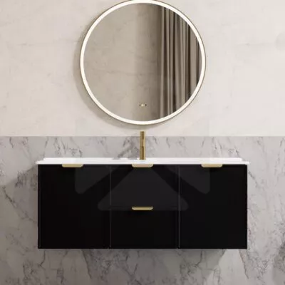 Madura 1200mm Single Bowl Wall Hung Vanity – Matt Black with Ceramic Top