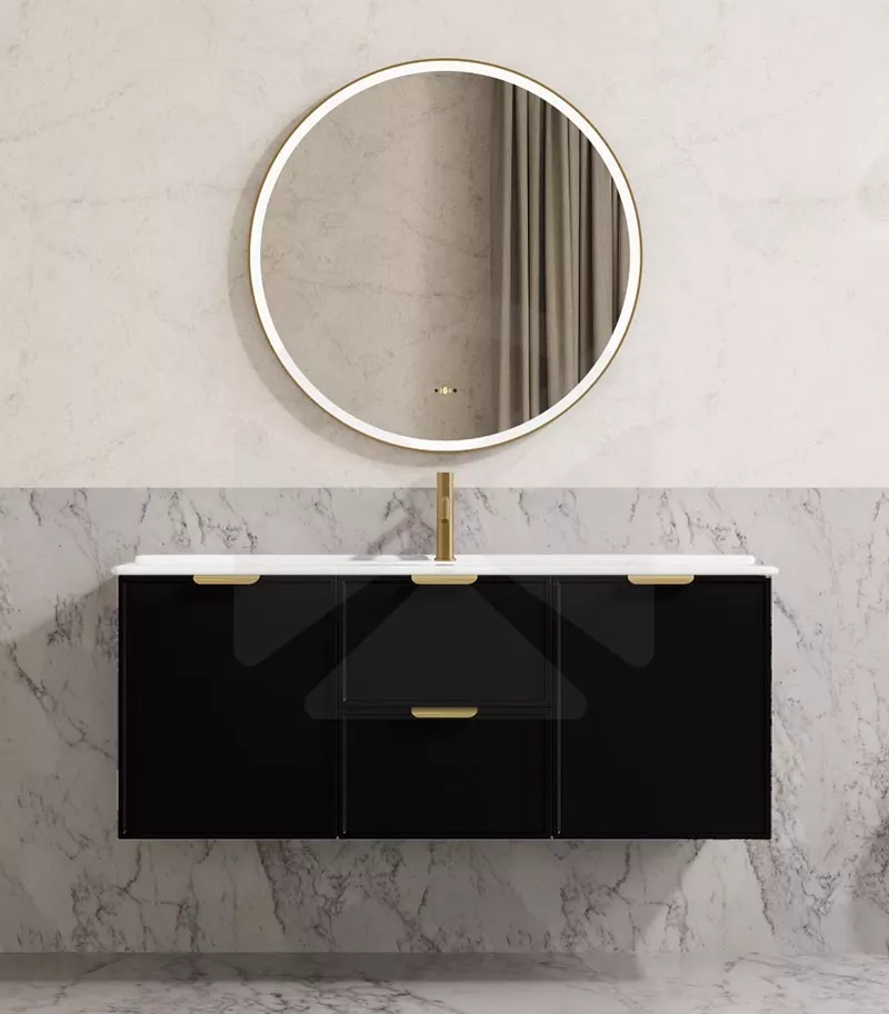 Madura 1200mm Single Bowl Wall Hung Vanity – Matt Black with Ceramic Top