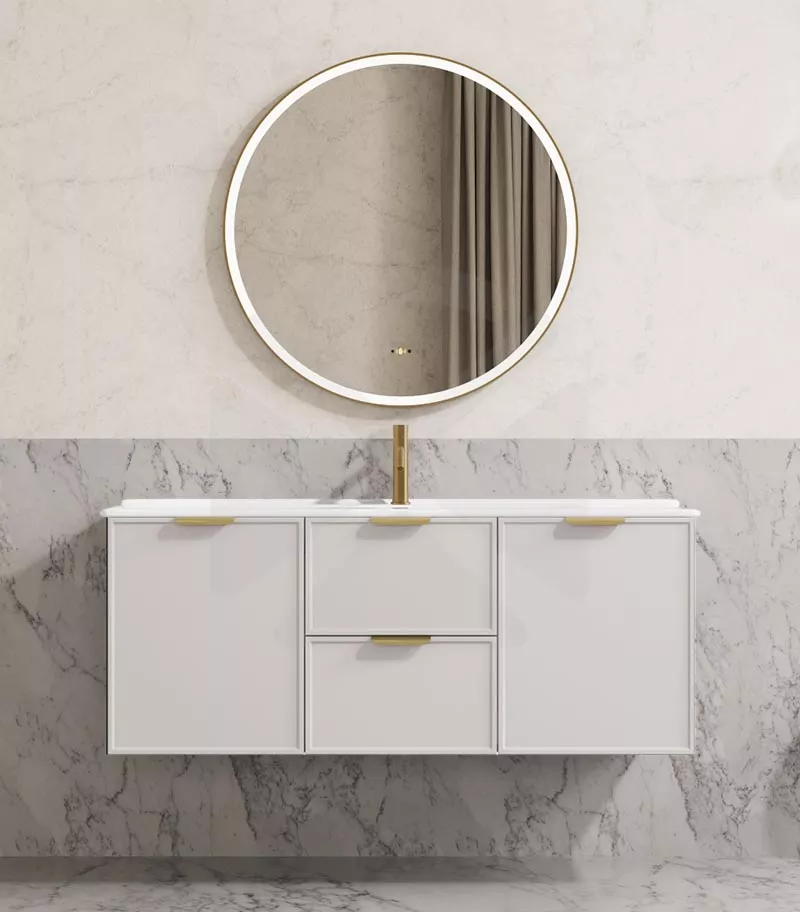 Madura 1200mm Single Bowl Wall Hung Vanity – Matt White with Ceramic Top