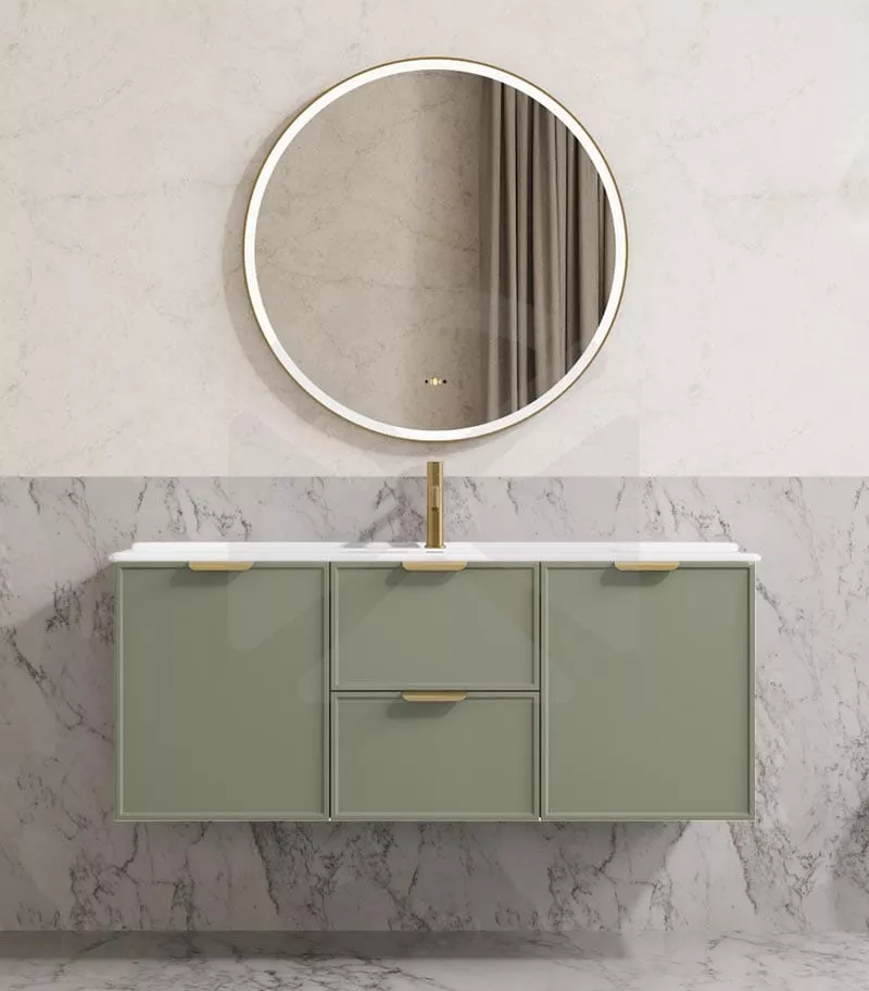 Madura 1200mm Single Bowl Wall Hung Vanity – Matt Green with Ceramic Top