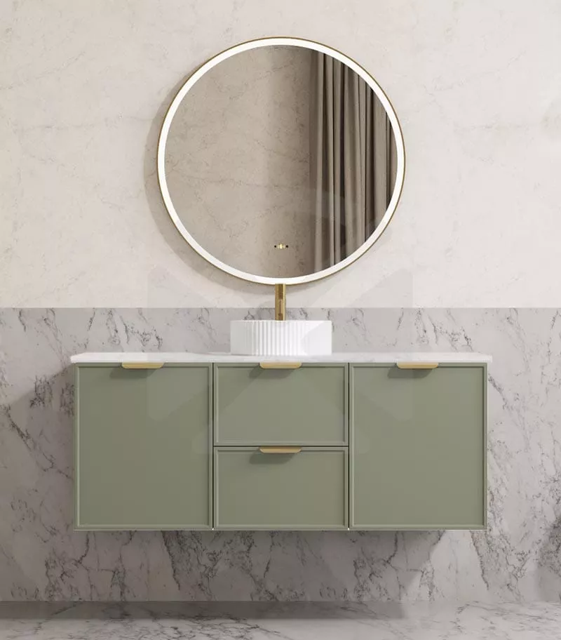 Madura 1200mm Single Bowl Wall Hung Vanity – Matt Green with Stone Top