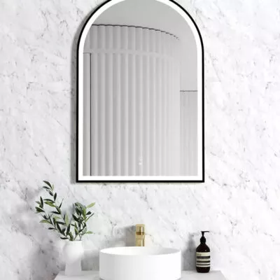 Archie 900mm x 600mm Matt Black Metal Framed LED Mirror