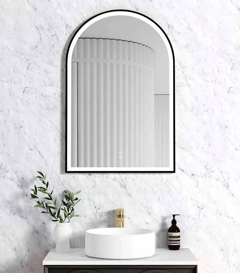 Archie 900mm x 600mm Matt Black Metal Framed LED Mirror