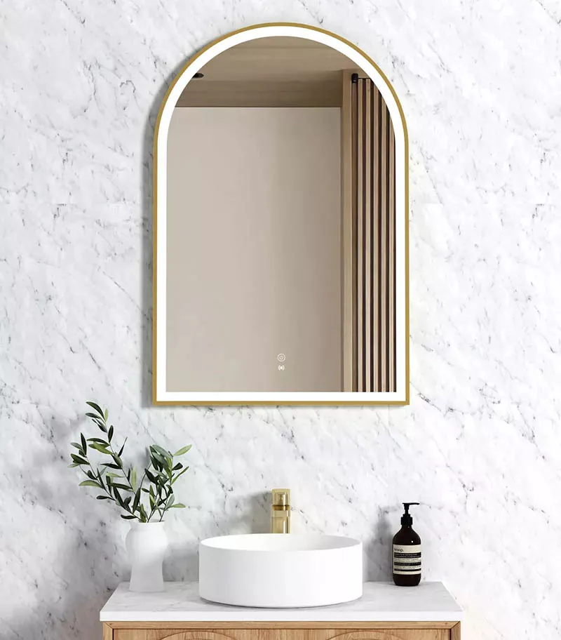 Archie 900mm x 600mm Gold Metal Framed LED Mirror