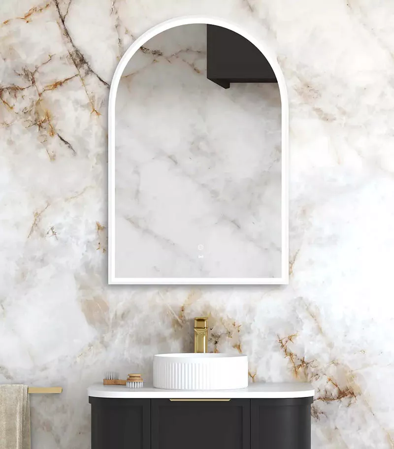 Archie 900mm x 600mm White Metal Framed LED Mirror