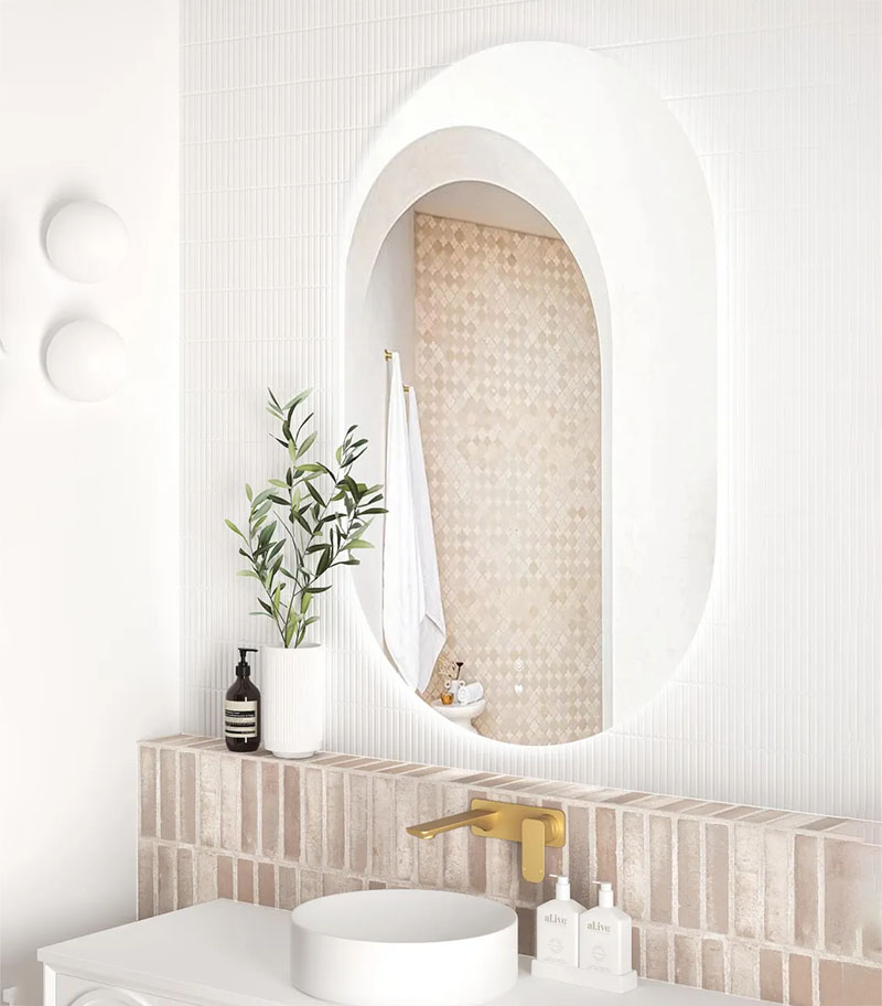 Noosa 900mm/1200mm Frameless Oval LED Mirror Vertical Noosa 900mm/1200mm Frameless Oval LED Mirror Vertical