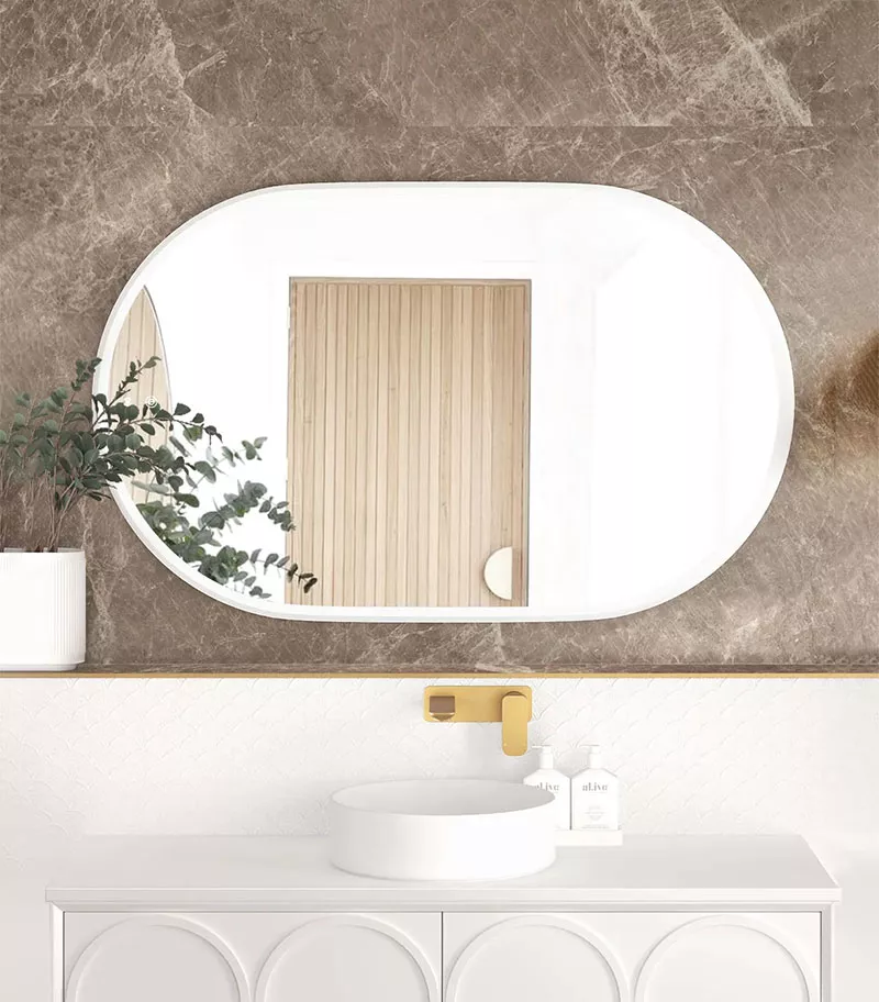 Noosa 900mm/1200mm Matt White Metal Frame Oval LED Mirror