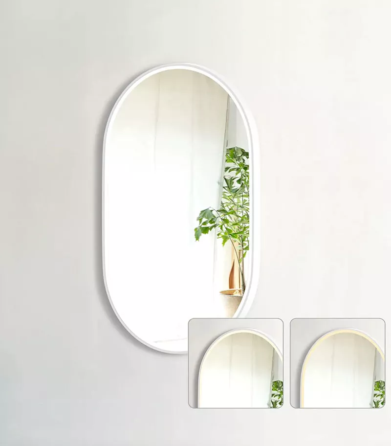 Noosa 900mm/1200mm Matt White Metal Frame Oval LED Mirror Side View Noosa 900mm/1200mm Matt White Metal Frame Oval LED Mirror Side View
