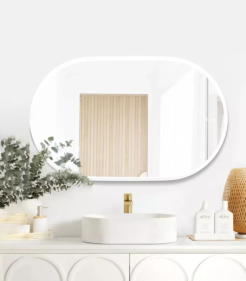 Noosa 900mm/1200mm Matt White Metal Frame Oval LED Mirror