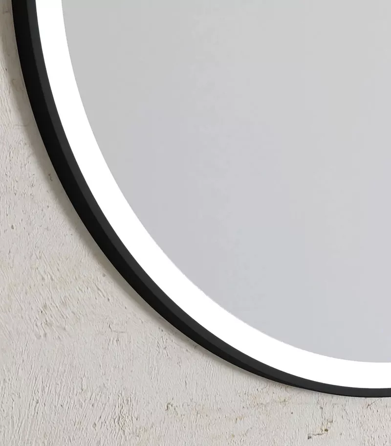 Bondi 800mm x 800mm Matt Black Metal Framed Round LED Mirror Bottom View Bondi 800mm x 800mm Matt Black Metal Framed Round LED Mirror Bottom View