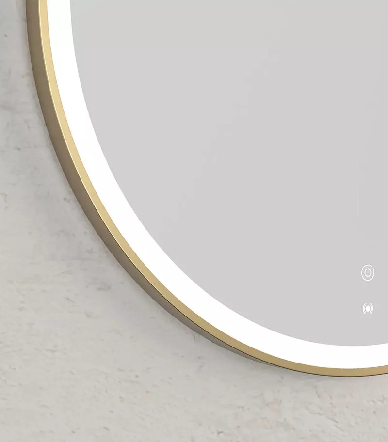 Bondi 800mm x 800mm Gold Metal Framed Round LED Mirror Bottom View Bondi 800mm x 800mm Gold Metal Framed Round LED Mirror Bottom View