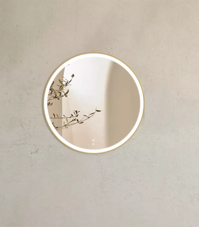 Bondi 800mm x 800mm Gold Metal Framed Round LED Mirror