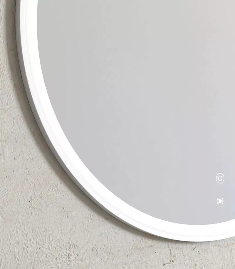 Bondi 800mm x 800mm White Metal Framed Round LED Mirror Bottom View Bondi 800mm x 800mm White Metal Framed Round LED Mirror Bottom View