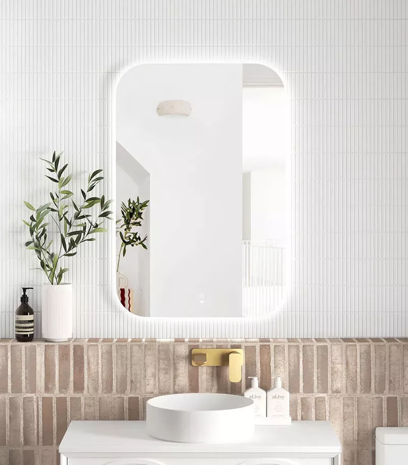 Newport 600mm x 900mm Frameless Square LED Mirror Vertical View