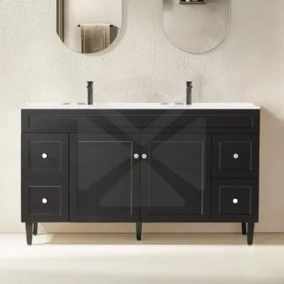 Harrington 1500mm Double Bowl Freestanding Vanity - Matt White Ceramic Top