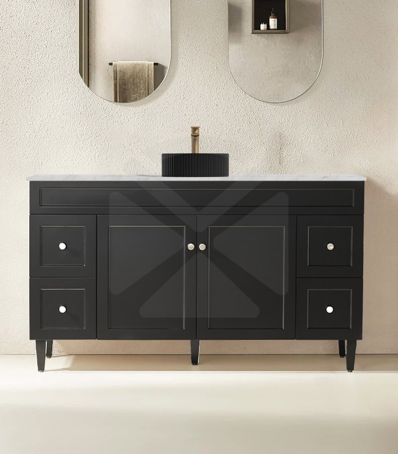Harrington 1500mm Single Bowl Freestanding Vanity - Matt Black Stone Top