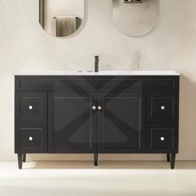 Harrington 1500mm Single Bowl Freestanding Vanity - Matt Black Ceramic Top