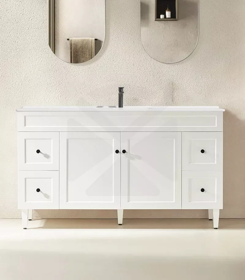 Harrington 1500mm Single Bowl Freestanding Vanity - Matt White Ceramic Top