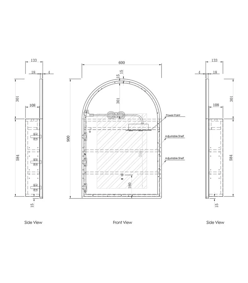 LED Archie Shaving Cabinet Specification
