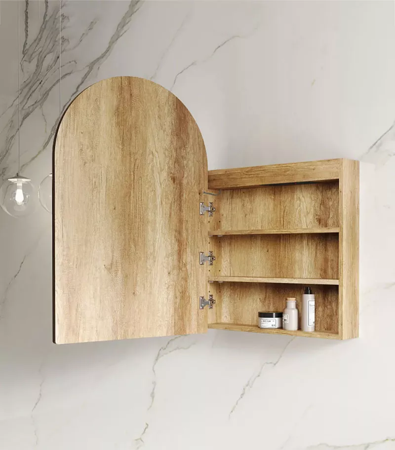 LED Archie 900mm x 600mm Natural Oak Shaving Cabinet Interior