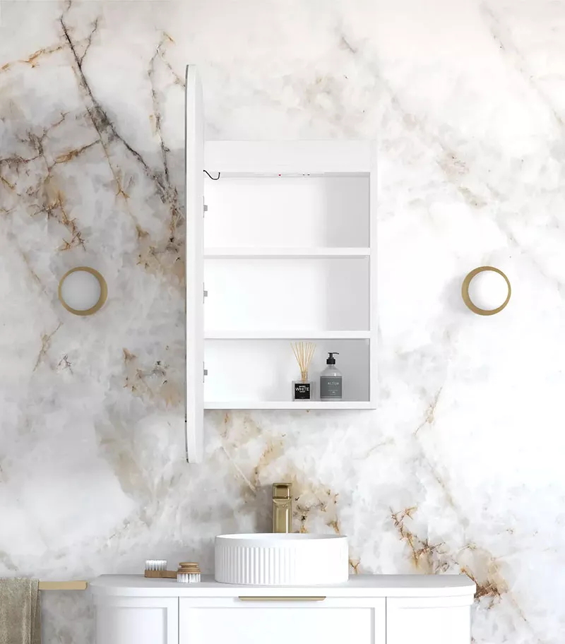 LED Newport 450mm x 900mm Matt White Shaving Cabinet Interior