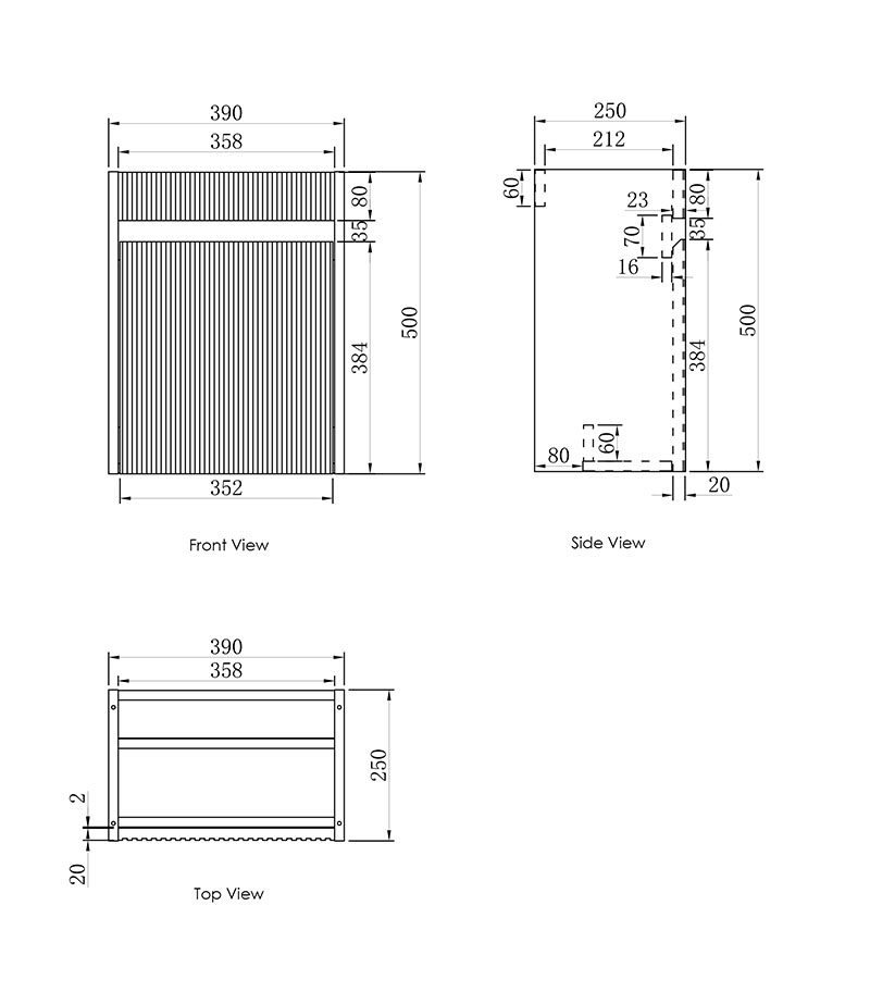 Space Saver 400mm Ensuite Wall Hung Vanity Specification