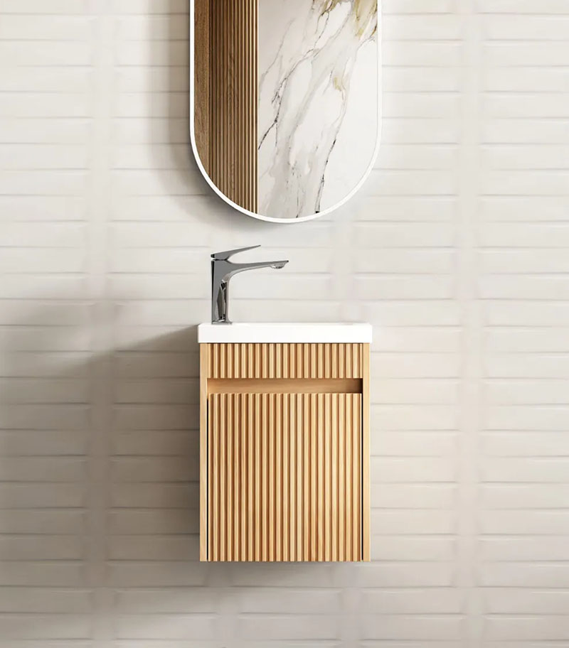 Space Saver 400mm Ensuite Wall Hung Vanity - Woodland Oak