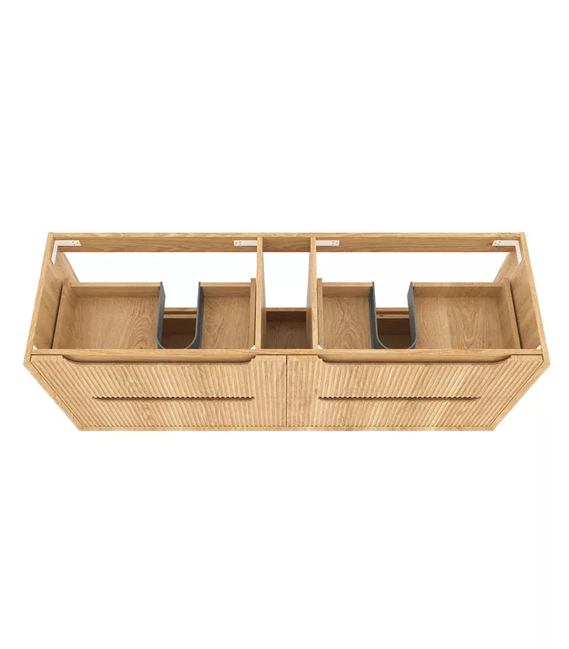 Byron Fluted 1500mm Wall Hung Vanity - Woodland Oak Interior Byron Fluted 1500mm Wall Hung Vanity - Woodland Oak Interior