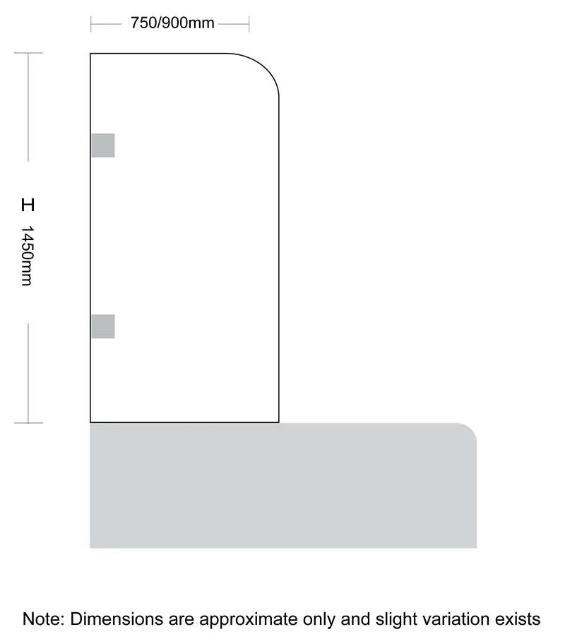 10mm Glass Fixed Single Panel Bath Screen
