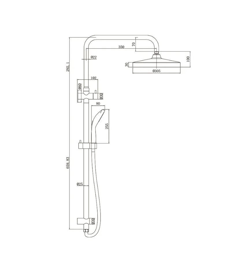Galaxy Twin Shower On Rail - Specification Galaxy Twin Shower On Rail - Specification