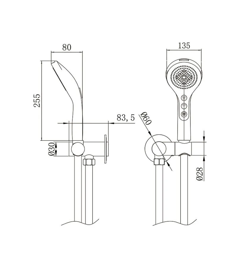 Galaxy Four-function Wall-mounted Handheld Shower - Specification Galaxy Four-function Wall-mounted Handheld Shower - Specification