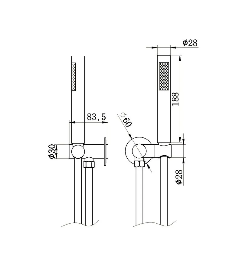 Amoza SST Wall-mounted Handheld Shower - Specification