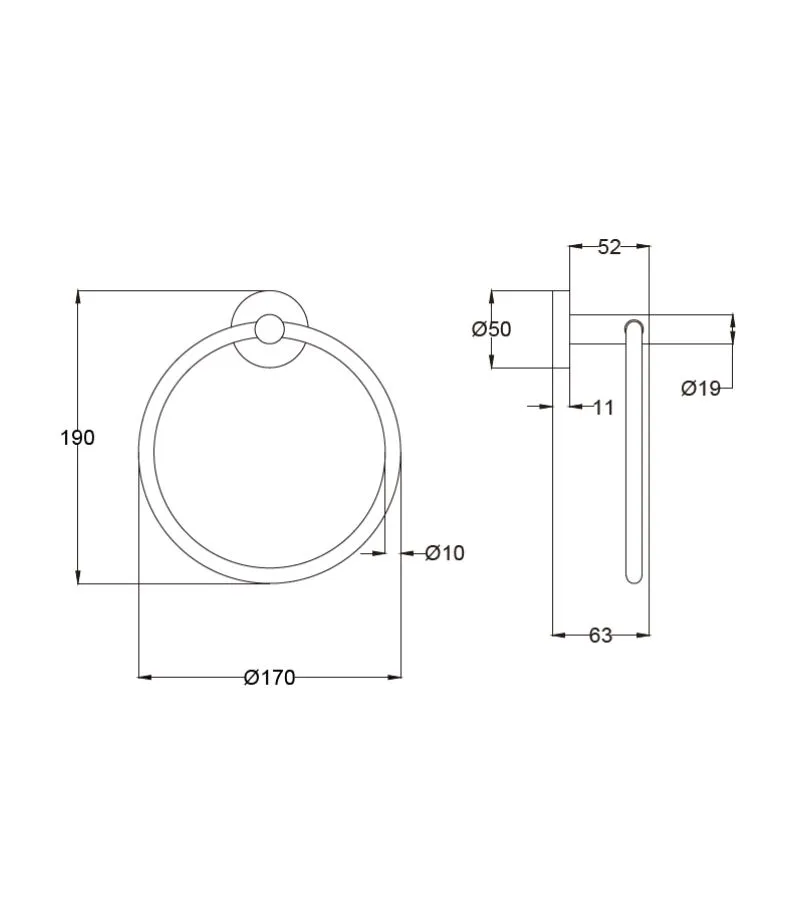 Otus Slimline SS304 Towel Ring - Specification