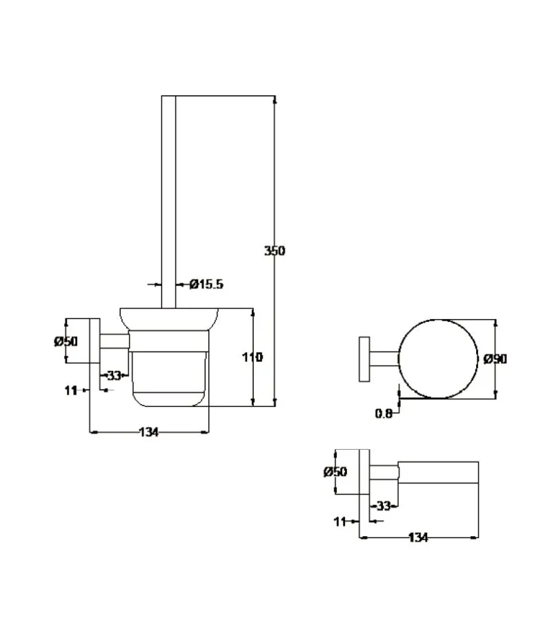 Otus Slimline SS304 Toilet Brush - Specification