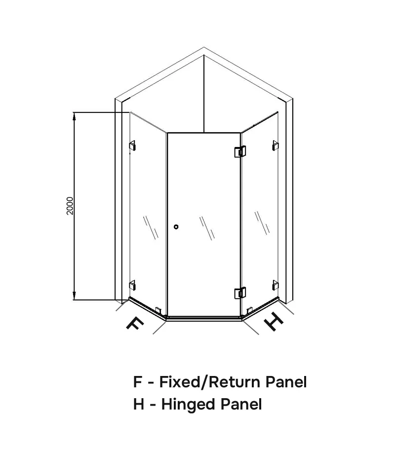 Diamond-Shaped Frameless Pivot Door Shower Screen Specification
