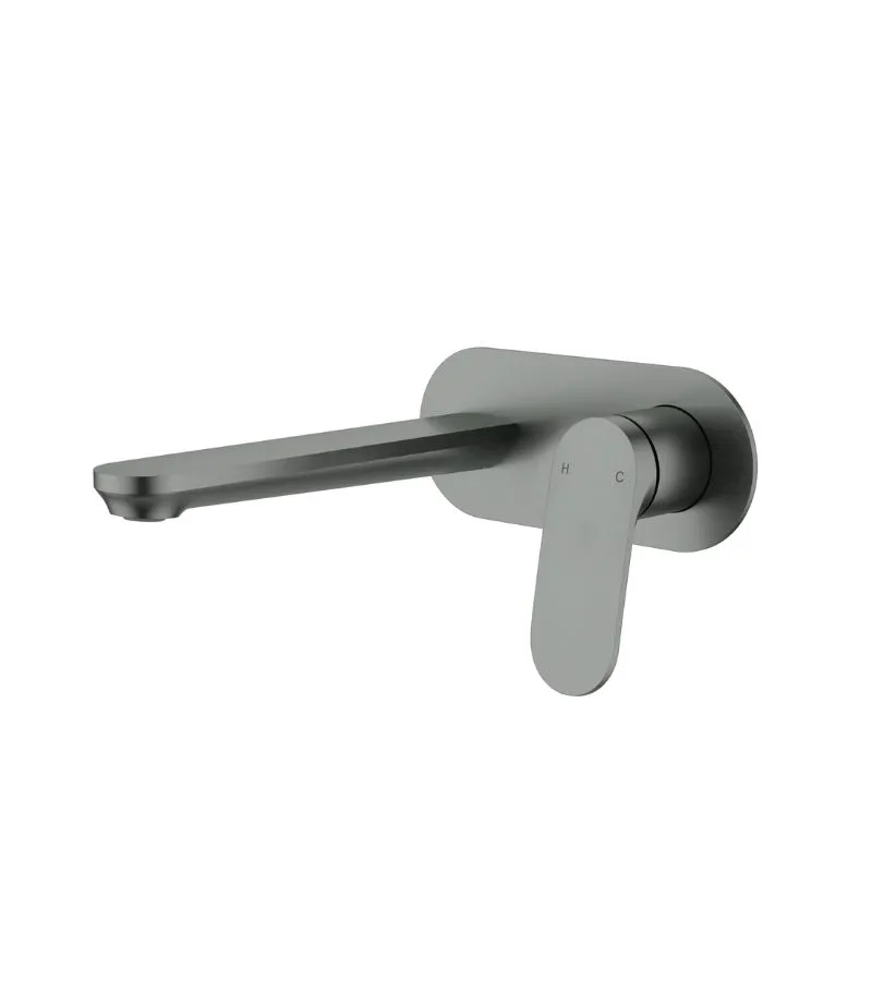 IKON Sulu II Wall Mounted Basin or Bath Mixer with Cover Plate Gunmetal