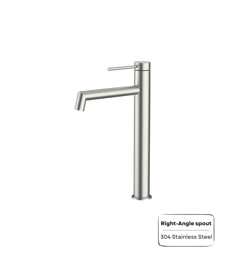 Amoza Right-Angle Spout Tall Basin Mixer - Brushed Nickel