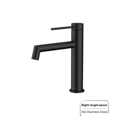 Amoza Right-Angle Spout Short Basin Mixer - Matt Black
