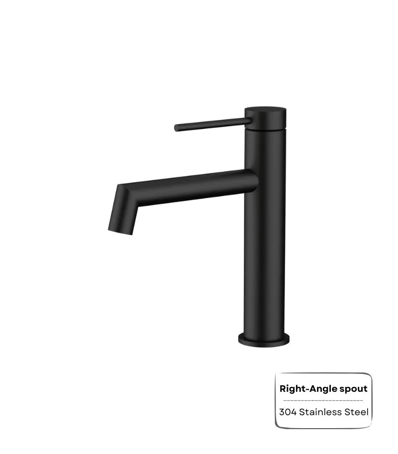 Amoza Right-Angle Spout Short Basin Mixer - Matt Black