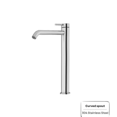 Amoza Curved Spout Tall Basin Mixer - Chrome