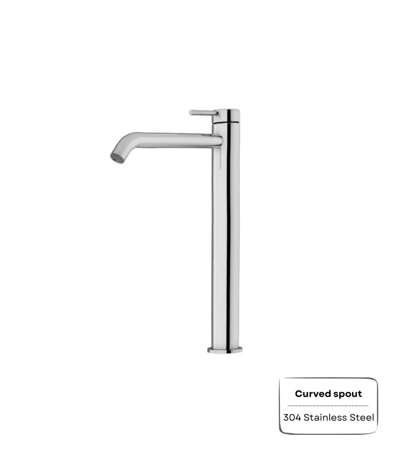 Amoza Curved Spout Tall Basin Mixer - Chrome