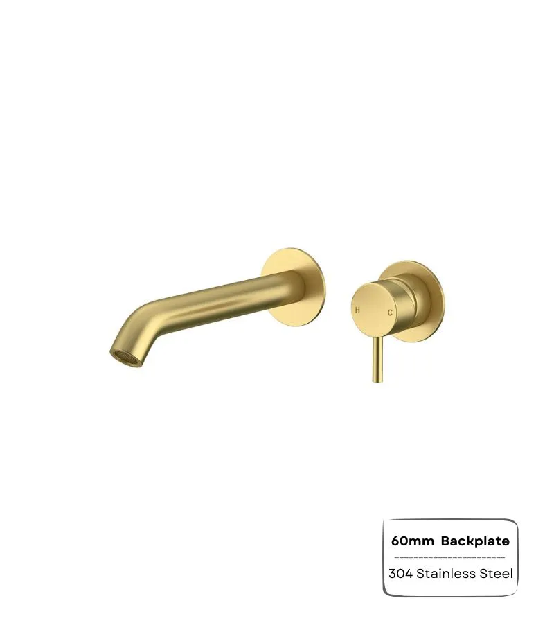 Amoza Wall Mounted Basin or Bath Mixer - Brushed Gold