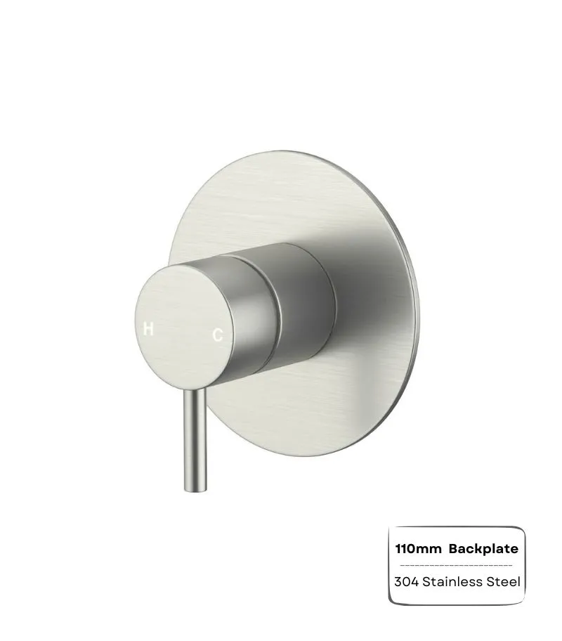 Amoza Wall Mixer with 110mm Round Cover Plate - Brushed Nickel