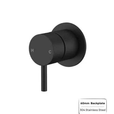 Amoza Wall Mixer with 60mm Round Cover Plate - Matt Black
