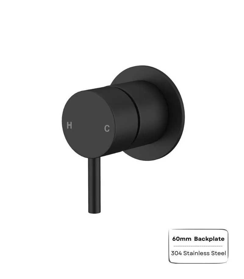 Amoza Wall Mixer with 60mm Round Cover Plate - Matt Black